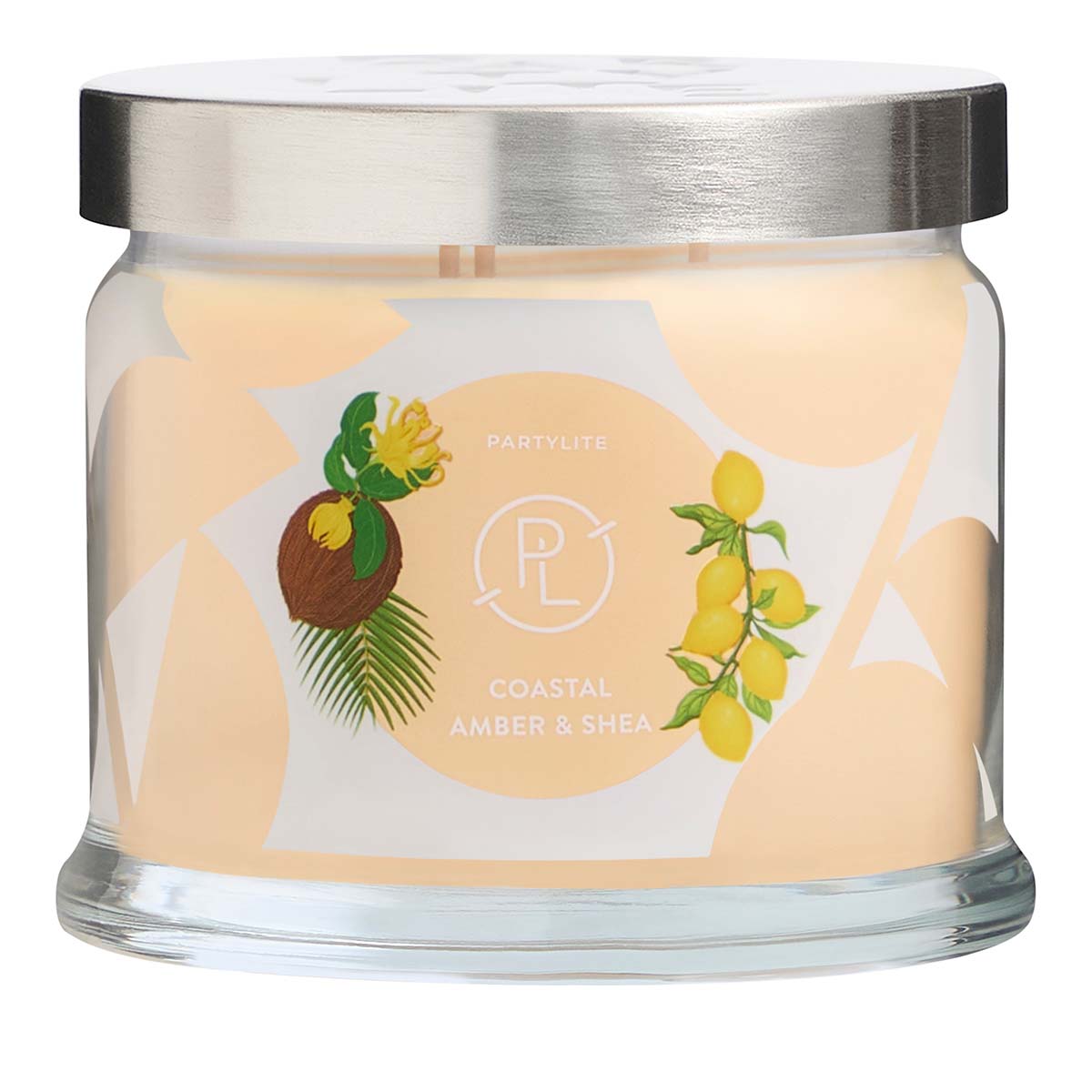Coastal Amber & Shea 3-wick Jar Candle against a white background.