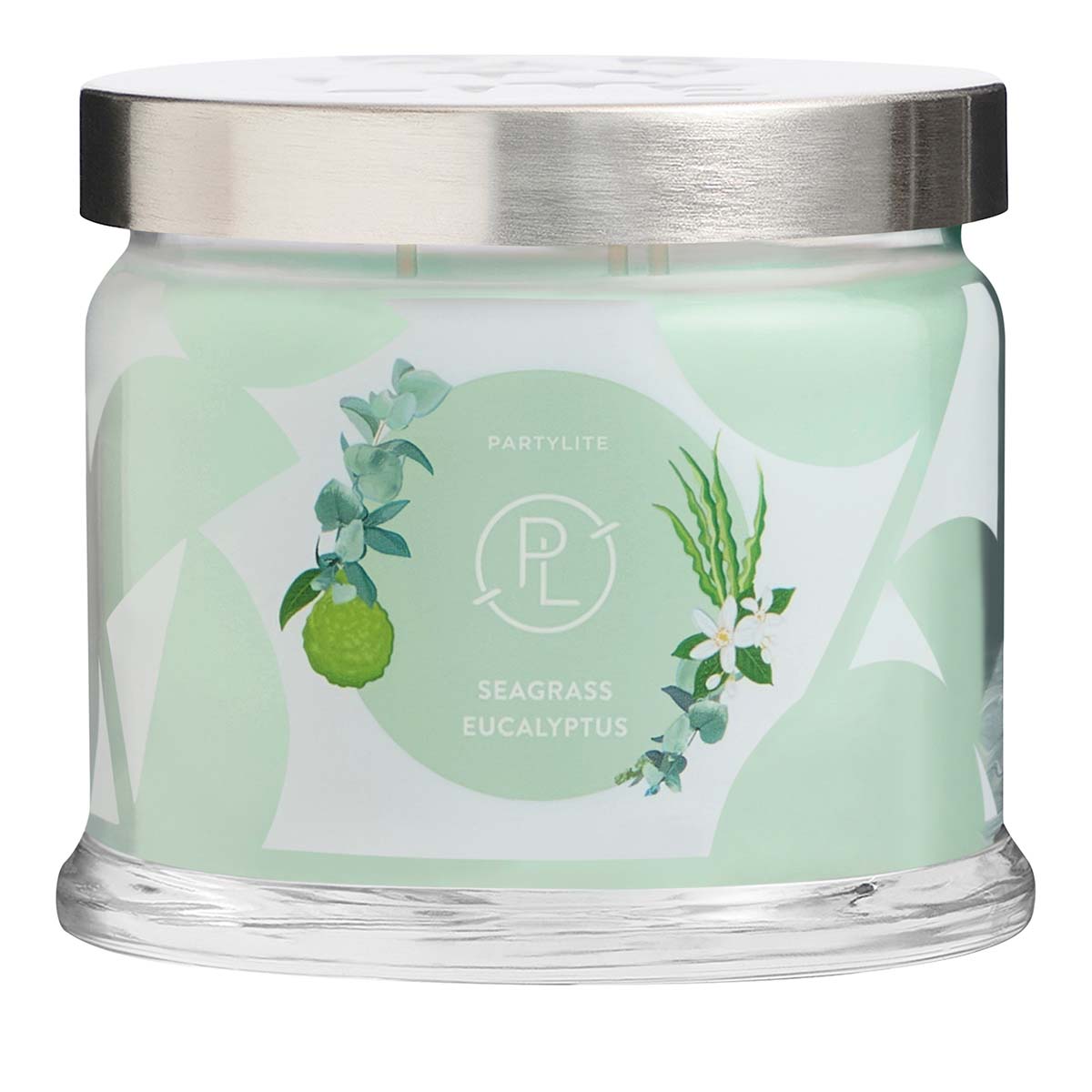 Seagrass Eucalyptus 3-Wick Jar Candle against a white background.