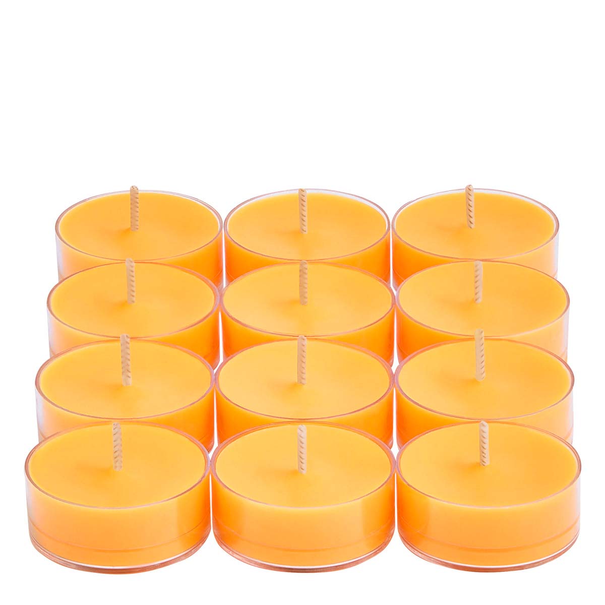 Twelve Raw Honey & Elderberry Tealights against a white background.