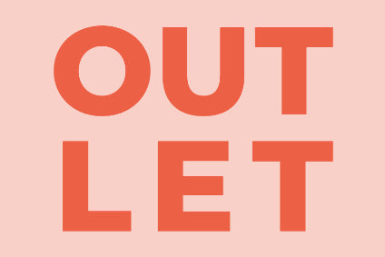 The word Outlet displayed with orange letters on lighter orange background.