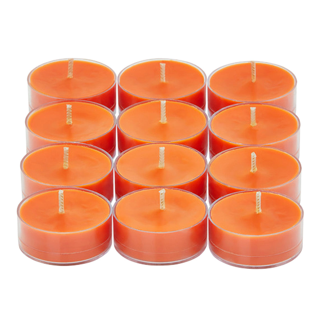 Twelve Woodland Pumpkin Tealights against a white background